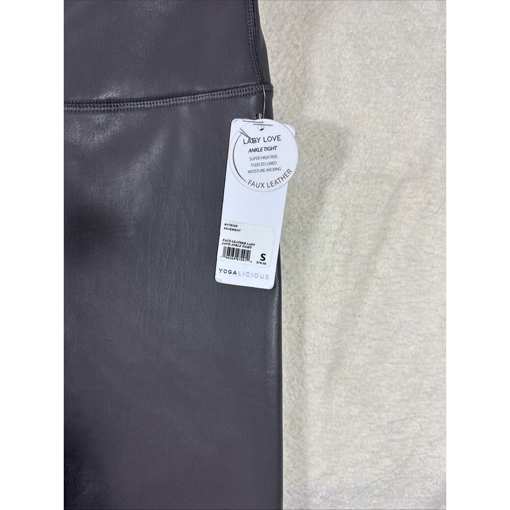 Great Yogalicious size S gray faux leather Lady Love ankle leggings women NWT - Picture 2 of 7